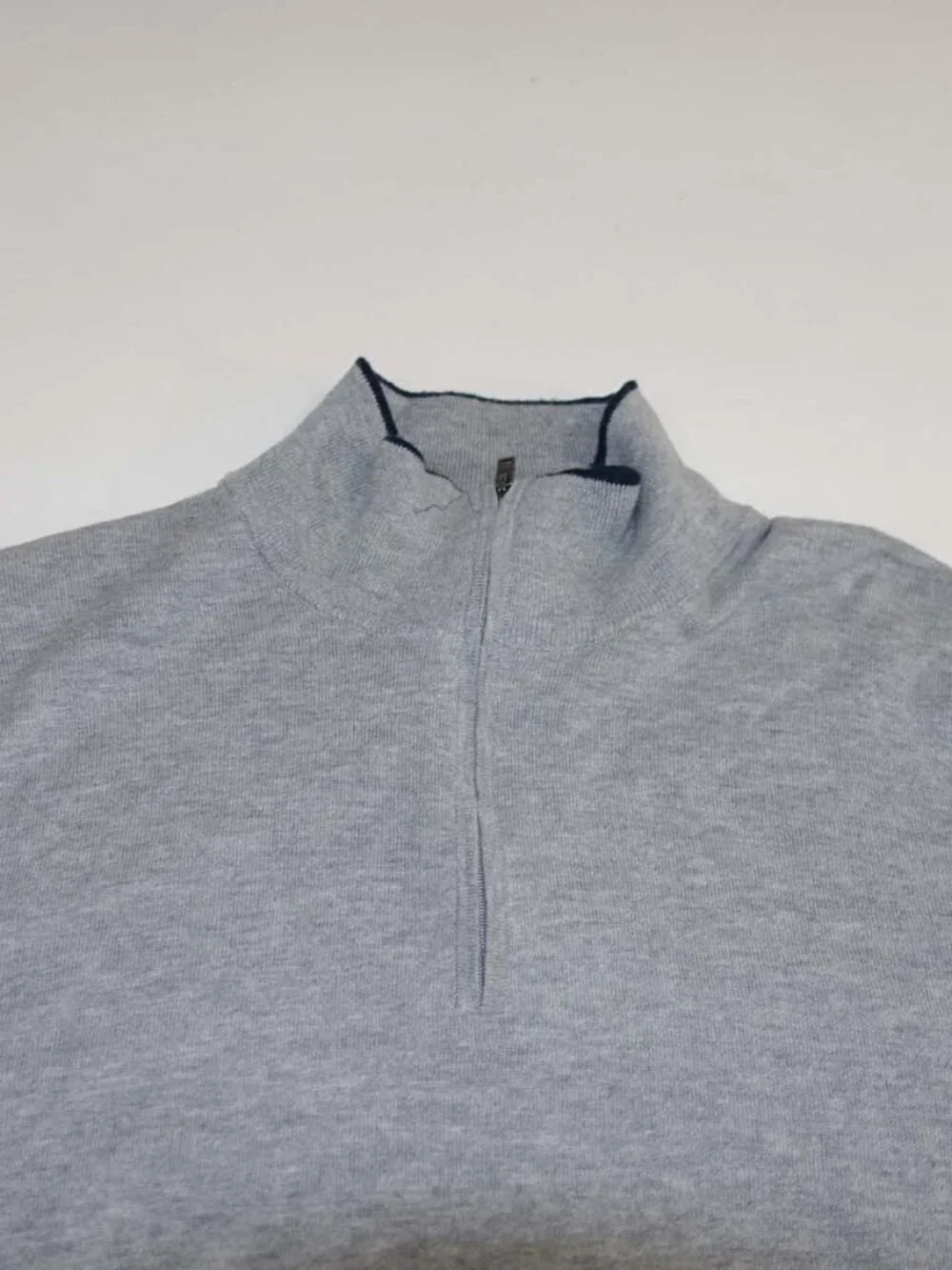 Banana Republic Men's Eco 1/4 Zip Sweater Large Gray Cotton Blend Pullover L